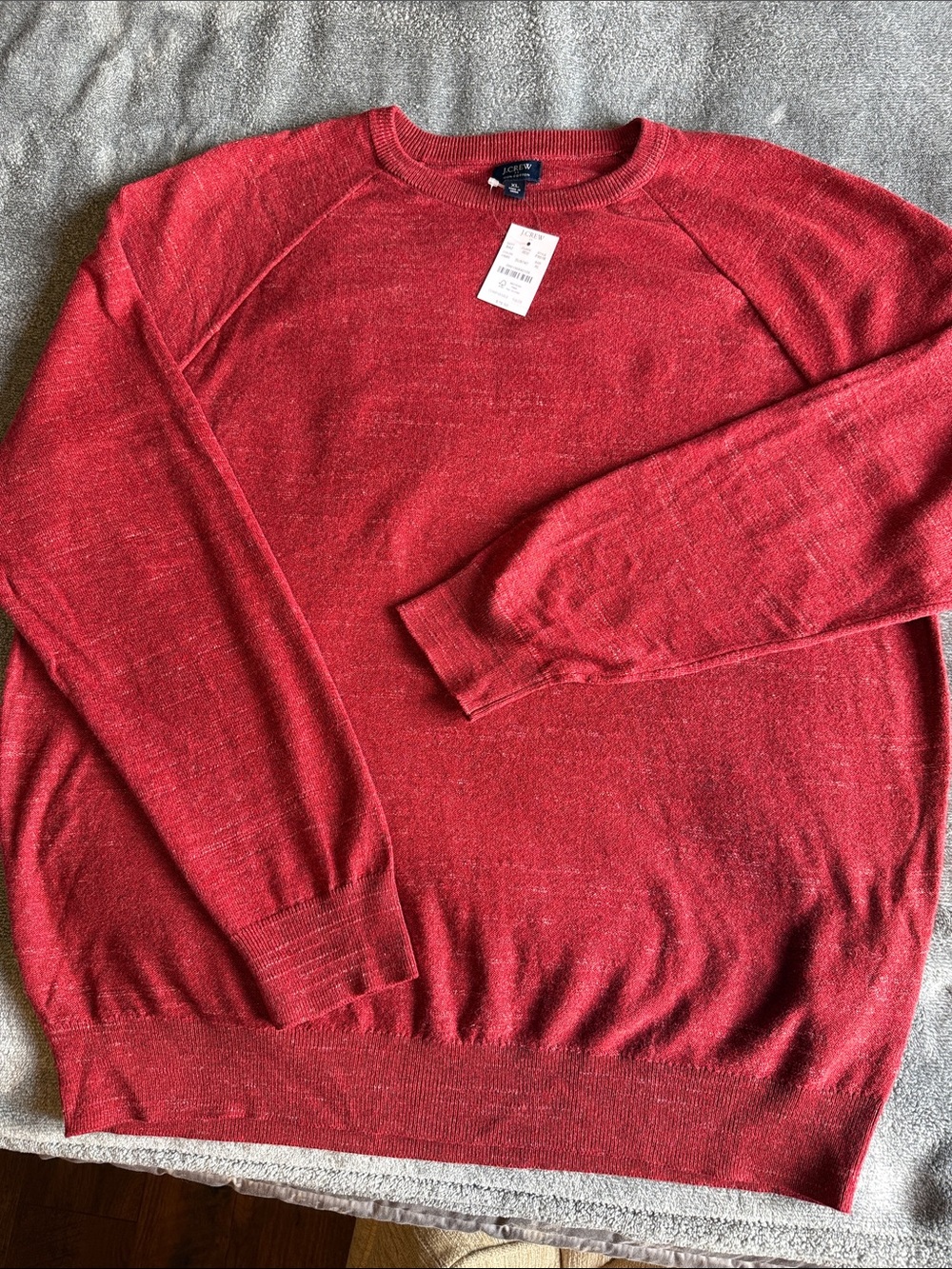 J. Crew Men's Heathered Red Crewneck Sweater